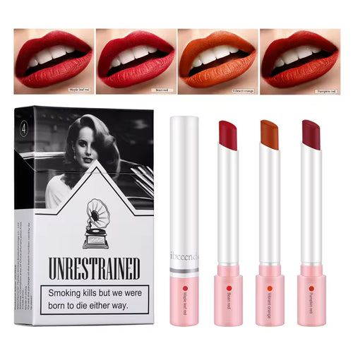 4 Colors Cigarette Lipstick Set Waterproof Matte Long Lasting Lip Tint Kit